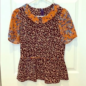 Peplum Patterned Blouse - Women’s Medium